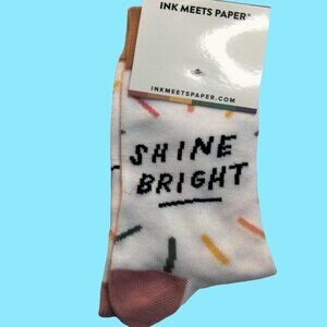 Ink Meets Paper Shine Bright Socks White Gay Pride Rainbow LGBTQ USA